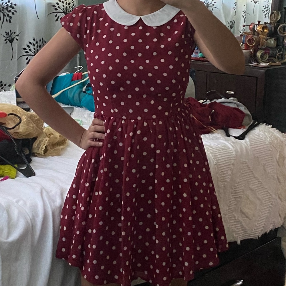 red polka dot dress